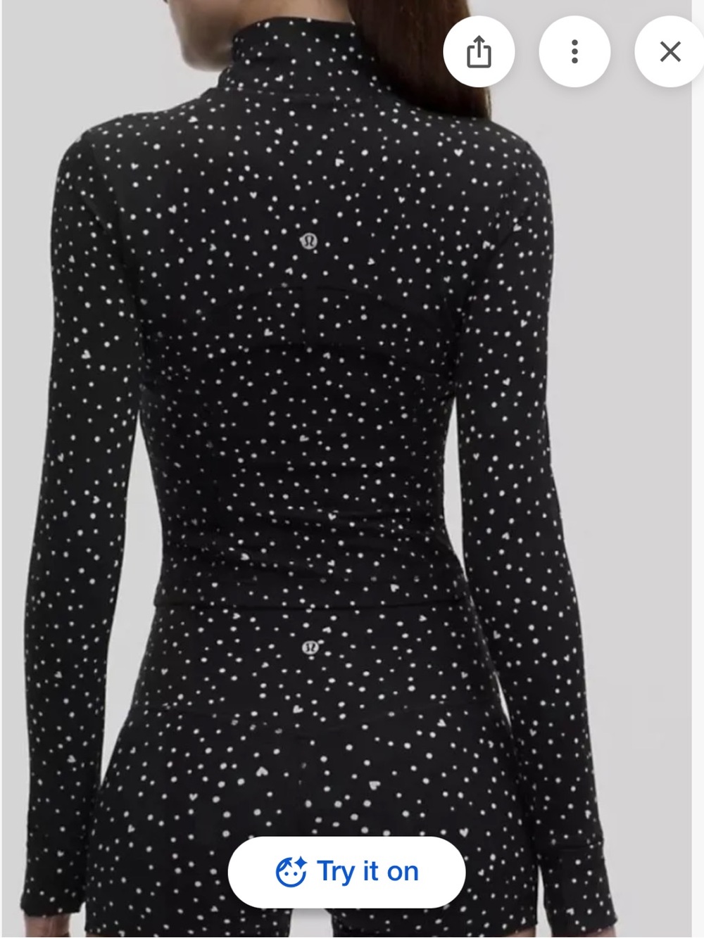 Lululemon Define Cropped Jacket Nulu SOLD OUT Black/Heart Scattered size 10 NWT - Picture 2 of 8
